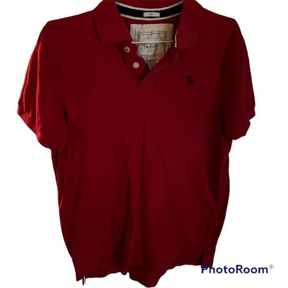 Abercrombie and Fitch Mens XL Muscle Polo Tshirt Red Moose Logo Workwear collar - Picture 1 of 10